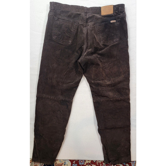 Vintage Skott's Suede Pants Brown Heavy Washable Leather Straight Men's Size 36 - Picture 5 of 15